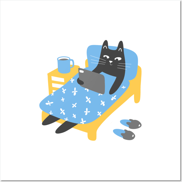 Cat in bed Wall Art by artful_meows